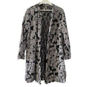 Beau Jours Topper Open Coat Jacket Black White Lace 7W5980 Women's Size XS